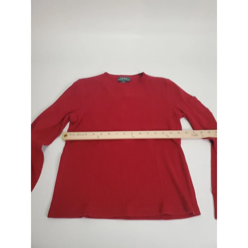 Lauren Ralph Lauren Women's‎ Long Sleeve 100% Cotton Sweater, Small, Red